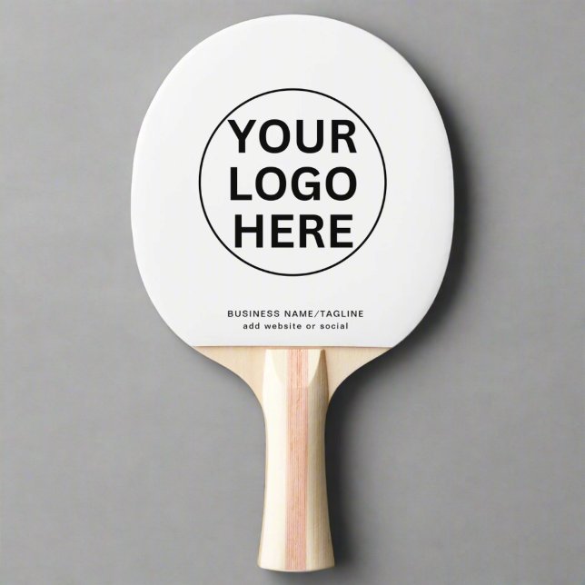 Raquette De Ping Pong Logo et texte promotionnels personnalisés en noir  (Créateur téléchargé)