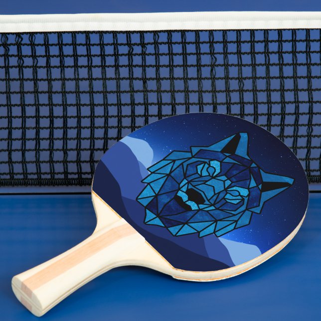 Raquette De Ping Pong Loup bleu géométrique (Insitu)