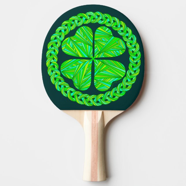 Raquette De Ping Pong Lucky Celtic Shamrock Four Leaf Clover (Devant)