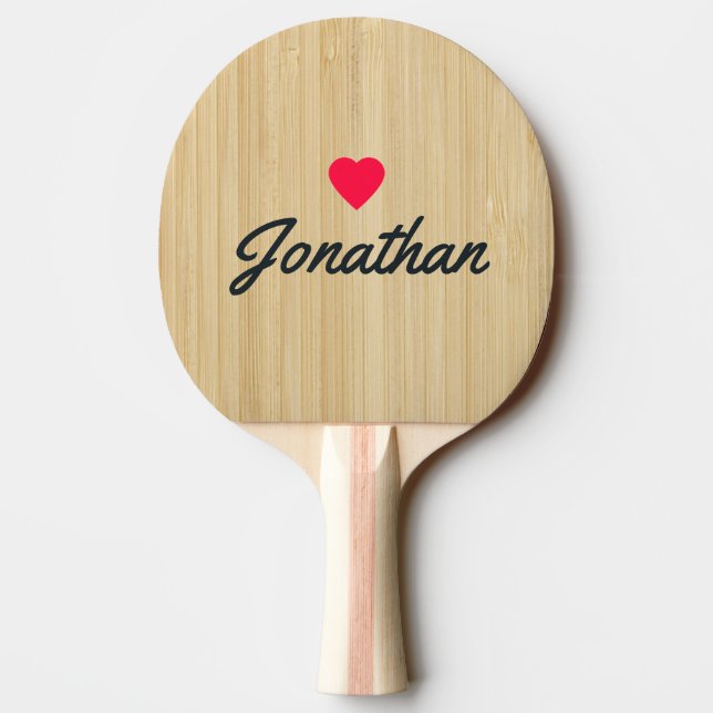 Raquette De Ping Pong Lumière Bambou Vintage Cœur Signature (Dos)