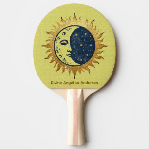 Raquette De Ping Pong Lune, Soleil et Étoiles, Symbole de l'Univers Céle