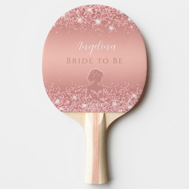 Raquette De Ping Pong Luxe Rose Gold Shimmer Mariage Élégant (Devant)