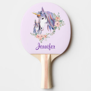 Raquette De Ping Pong Magique Unicorne maman & bébé aquarelle