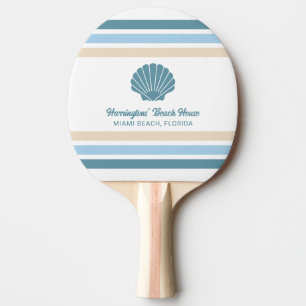 Raquette De Ping Pong Maison de plage nom personnalisé et lieu