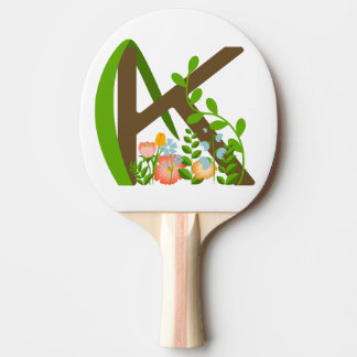 Raquette De Ping Pong Majuscule K monogramme floral