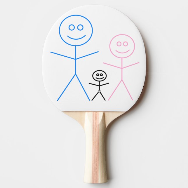 Raquette De Ping Pong Maman papa & bébé en personnages en allumettes de  (Devant)