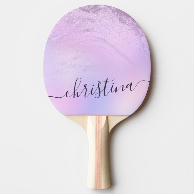 Raquette De Ping Pong Marbre de parties scintillant violet moderne éléga (Devant)