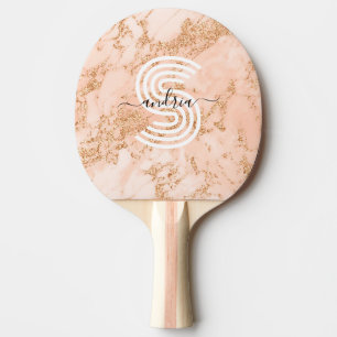 Raquette De Ping Pong Marbre rose Parties scintillant or, Nom du script