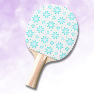 Raquette De Ping Pong Marguerite délicate blanche et turquoise, point mo