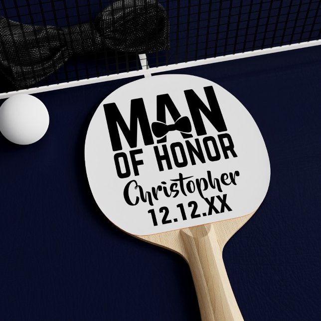 Raquette De Ping Pong Mariage Homme d'honneur Ping Paddle (Perfect ping pong paddle for your Man of Honor! Just add his name and your wedding date)