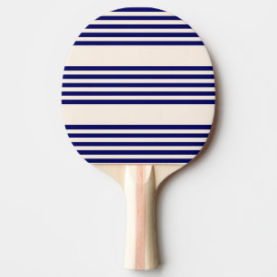 Raquette De Ping Pong Marine bleu et beige cinq bandes motif