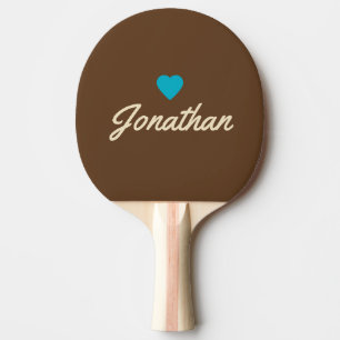Raquette De Ping Pong Marron Bois Milieu du Siècle Signature BL Coeur Vi