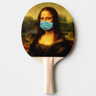 Raquette De Ping Pong Masque pour le visage. Mona Lisa en quarantaine.