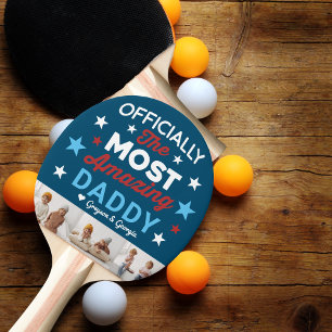 Raquette De Ping Pong Meilleur Papa du Monde   Collage de Photos Lettrée