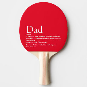 Raquette De Ping Pong Meilleur Papa du Monde Définition Rouge
