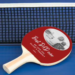 Raquette De Ping Pong Meilleur papa jamais Red Modern Cute Photo de la F
