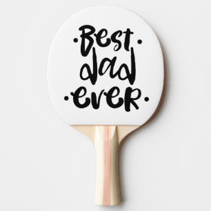 Raquette De Ping Pong Meilleur Papa Noir Typographie Photo Personnalisée