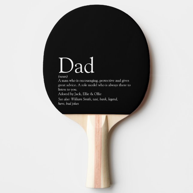 Raquette De Ping Pong Meilleur papa papa papa papa Père Définition Noir (Devant)