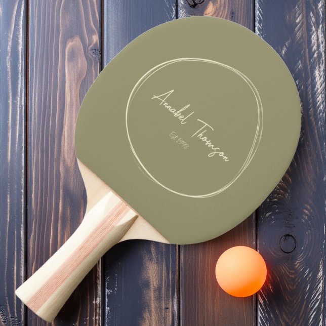 Raquette De Ping Pong Mi-siècle de la prairie moderne avec nom (Créateur téléchargé)