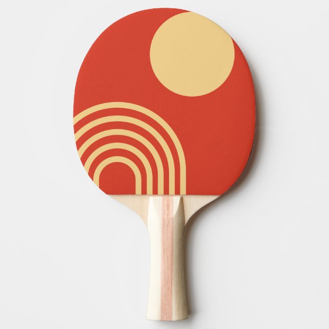 Raquette De Ping Pong Mid Century moderne Sun et Rainbow Line (Devant)