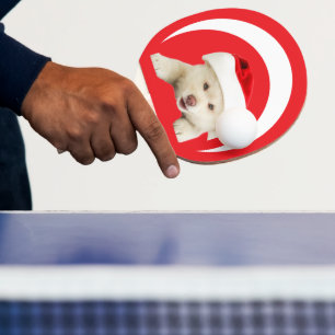 Raquette De Ping Pong Mignon Chat de Noël & Ligne Artistique de Cœur