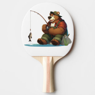 Raquette De Ping Pong Mignon ours d’extérieur pêchant