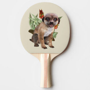 Raquette De Ping Pong Mignonne Art de la Faune de Suricate Fleurissant A