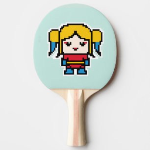 Raquette De Ping Pong Mignonne fille pixellisée jetez oreiller montre de