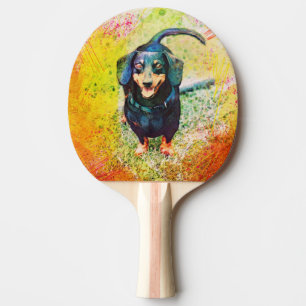 Raquette De Ping Pong Mignonne Happy Dachshund Tête de chien visage