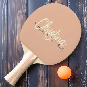 Raquette De Ping Pong Milieu du Siècle Moderne Nom Peint en Pêche Douce
