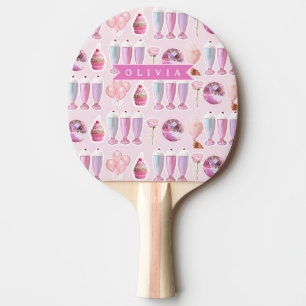 Raquette De Ping Pong Milkshake Rose Rétro Personnalisé Coquette Mignonn