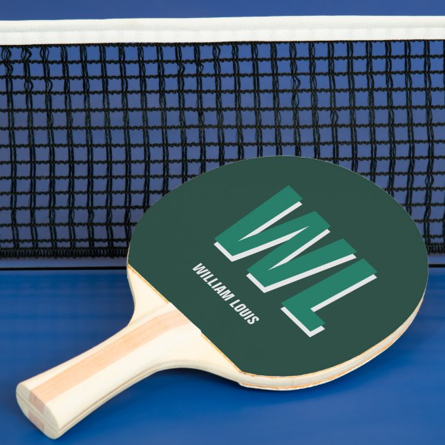 Raquette De Ping Pong Minimalist Emerald Green Personalized Monogram  (Insitu)