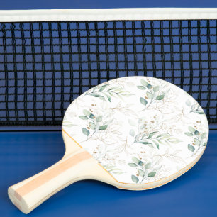 Raquette De Ping Pong Mint Green Pastel Floral Greenery Motif