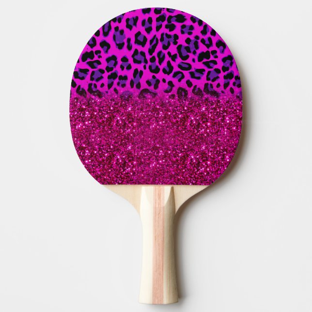 Raquette De Ping Pong Mode moderne rose violet Parties scintillant Leopa (Devant)