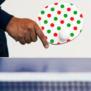 Raquette De Ping Pong Modèle à pois blancs rouges et verts