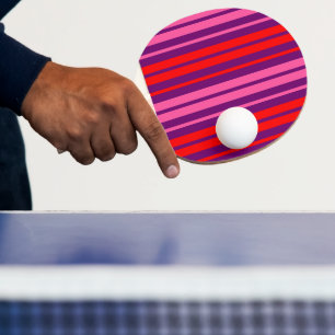 Raquette De Ping Pong Modèle à rayures verticales rose rouge pourpre