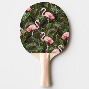 Raquette De Ping Pong Modèle de flamingo tropical : Feuilles Vintages