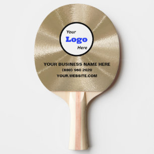 Raquette De Ping Pong Modèle de logo d'entreprise de pagaie dorée
