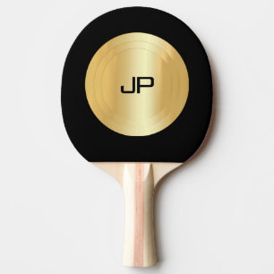 Raquette De Ping Pong Modèle Élégant Monogramme Noir Et Or