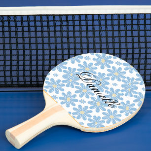 Raquette De Ping Pong Modèle Floral Bleu - Pagaie De Ping Personnalisée