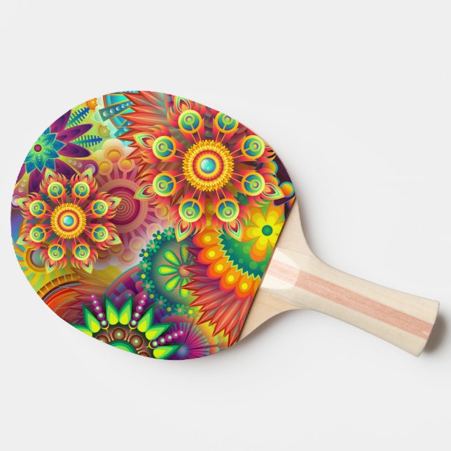 Raquette De Ping Pong Modèle floral psychédélique (Côté)