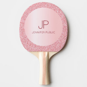 Raquette De Ping Pong Modèle moderne élégant personnalisé Rose or Monogr