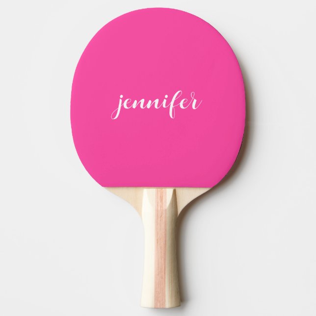 Raquette De Ping Pong Modern Hot Rose Simple Modèle Nom manuscrit (Devant)
