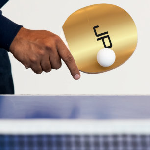 Raquette De Ping Pong Moderne Élégant Monogramme Modèle Glamor Or
