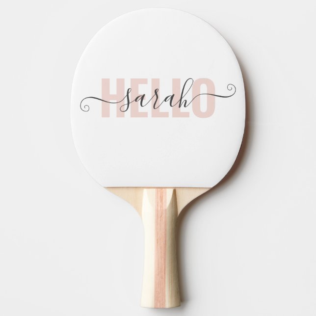 Raquette De Ping Pong Moderne Pastel Rose Beauté Bonjour Et Votre Nom (Devant)