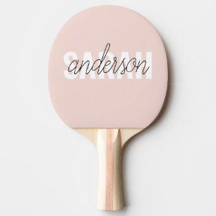 Raquette De Ping Pong Moderne Pastel Rose Beauté Personnalisée Vous Nom