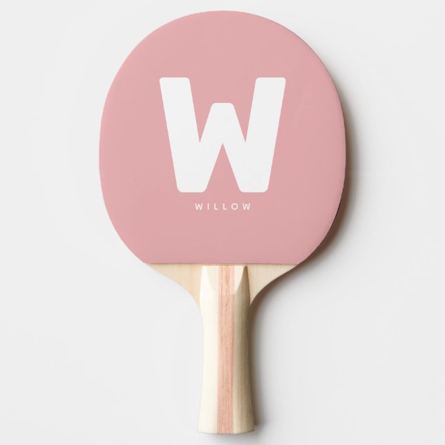 Raquette De Ping Pong Moderne Personnalisé Monogramme Table Tennis Rose (Devant)