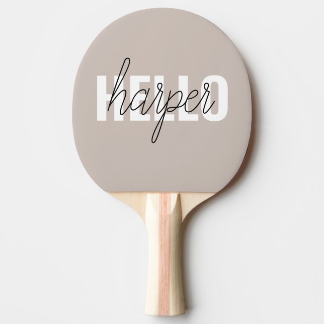 Raquette De Ping Pong Moderne Simple Brown Bonjour Et Vous Nom (Devant)