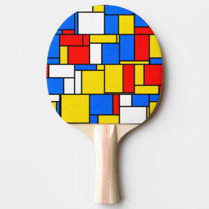Raquette De Ping Pong Mondrian a inspiré le motif jaune bleu rouge de