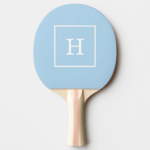 Raquette De Ping Pong Monogram initial de Powder Blue White Framed